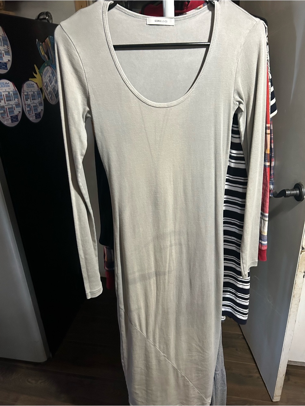 George Long Sleeve Scoop Neck Dress in Light Gray
